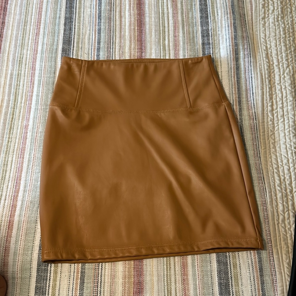 Brown leather skirt